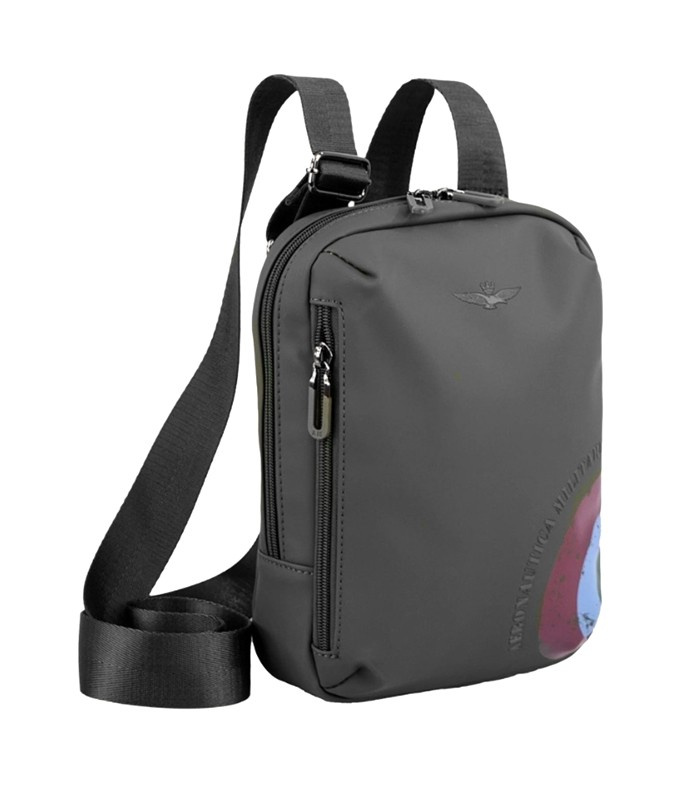 Listonoszka męska z tkaniny Aeronautica Militare 552 Runway crossbody szara - cecha produktu