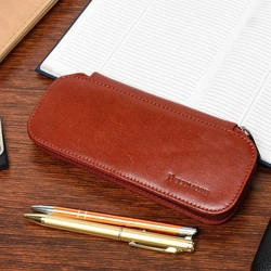 Skórzany piórnik brązowy etui na pióro - Beltimore J05