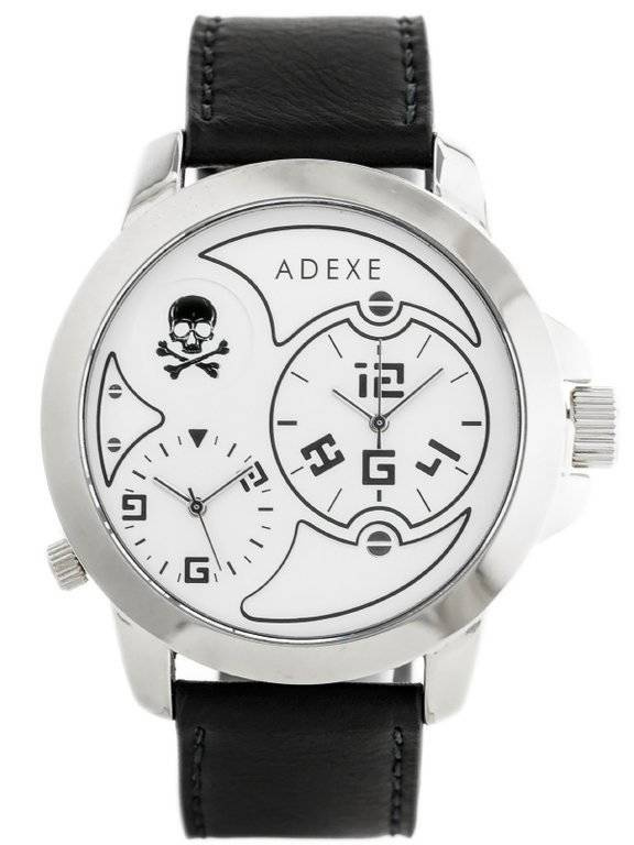 Czarno-srebrny zegarek męski Adexe ADX-1613A-1A - zegarek z przodu na białym tle
