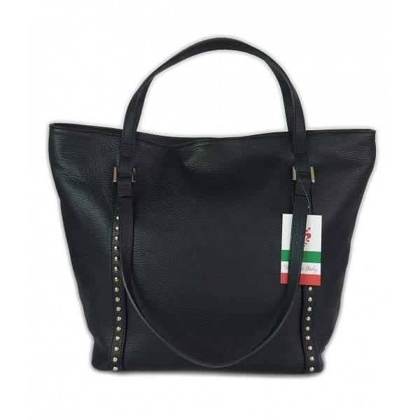 Torebka skórzana damska Vera Pelle WM555N worek shopper A4 czarna - cecha produktu