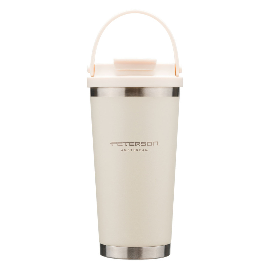 Kubek termiczny ze stali nierdzewnej unisex Peterson z uchwytem 560 ml ecru - cecha produktu