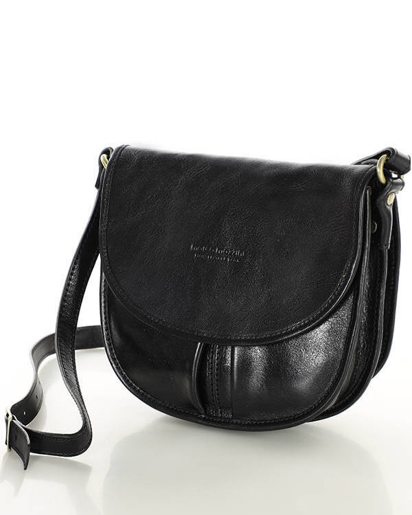 Czarna skórzana listonoszka z klapką MARCO MAZZINI L256a - widok ogólny