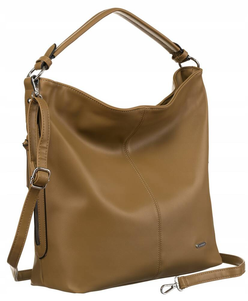 Beżowa torebka damska hobo Rovicky R-073-03 z paskiem