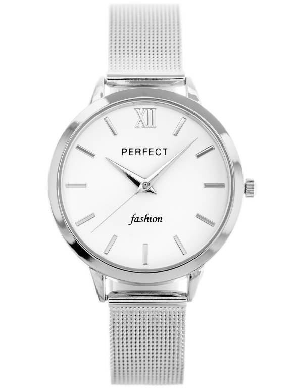 Srebrny zegarek damski Perfect F202-1 - zegarek z przodu na białym tle