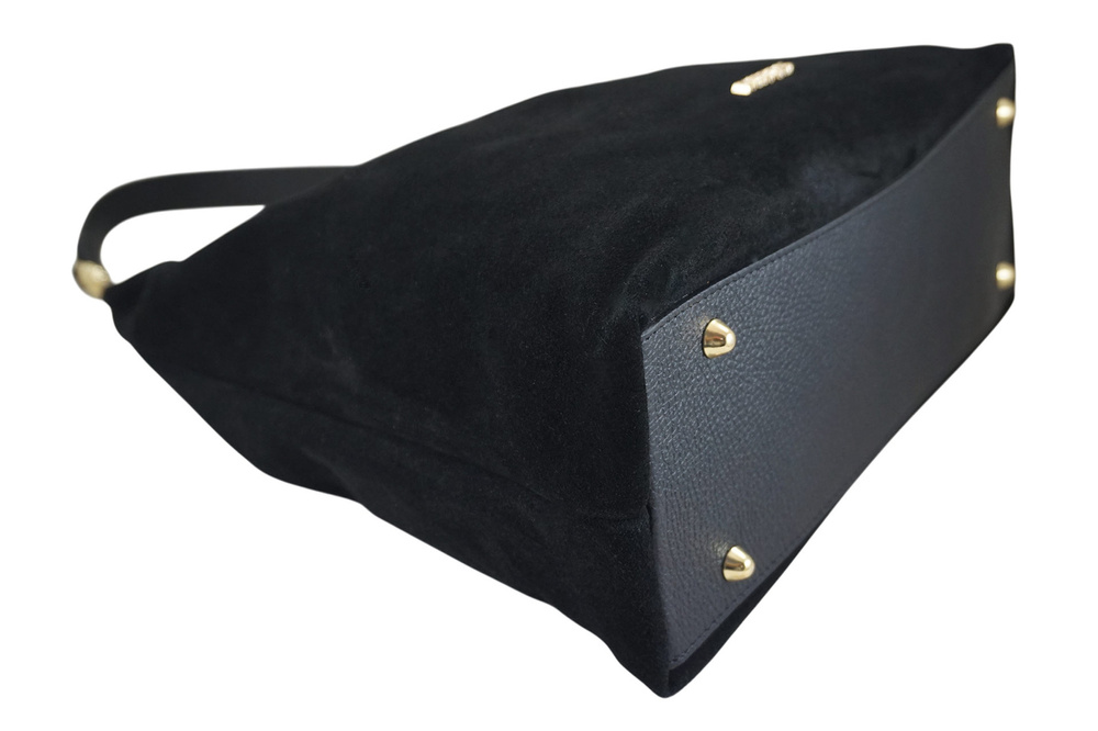 Torebka zamszowa damska Barberini's 1031/1-1 worek hobo mała czarna - detal zapięcia