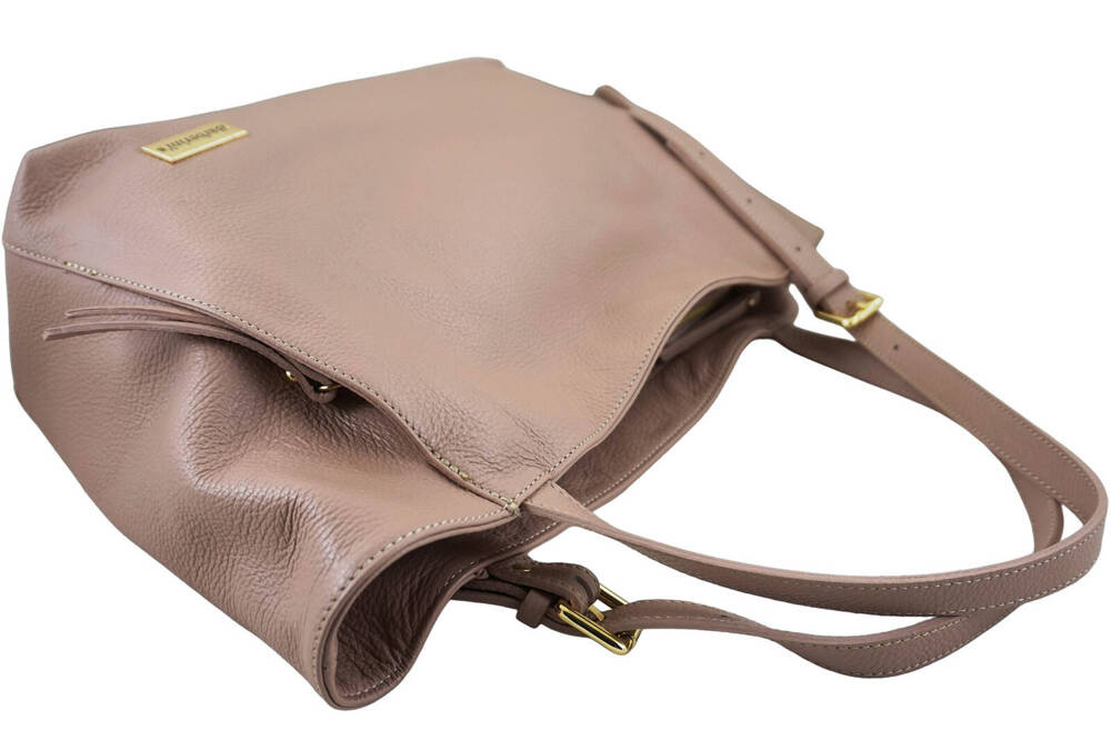 Torebka ze skóry licowej damska Barberini's 987-18 shopper A4 różowa pudrowa - cecha produktu