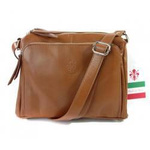 Torebka skórzana damska Florence VP3X1C listonoszka trzykomorowa camel