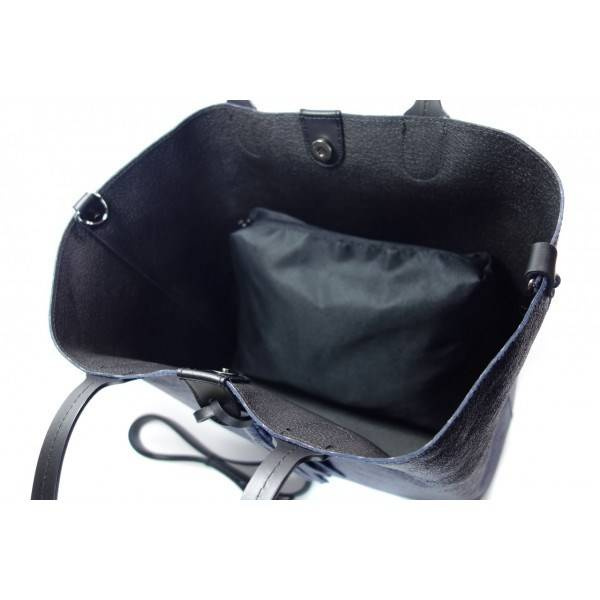 Torebka skórzana damska Vera Pelle SB599BS shopper bag A4 granatowa - cecha produktu