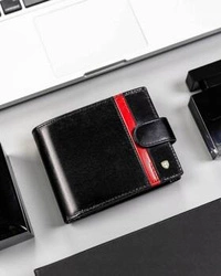 Duży skórzany portfel męski czarny z zapięciem - Rovicky 22320L-RVTP