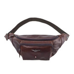 Skórzana saszetka męska nerka biodrowa brązowa vintage - Aeronautica Militare AM-351 MO