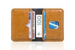 Skórzany portfel slim wallet jasnobrązowy - SOLIER SW11