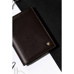 Elegancki skórzany portfel męski brązowy RFID - Rovicky N02-RVT