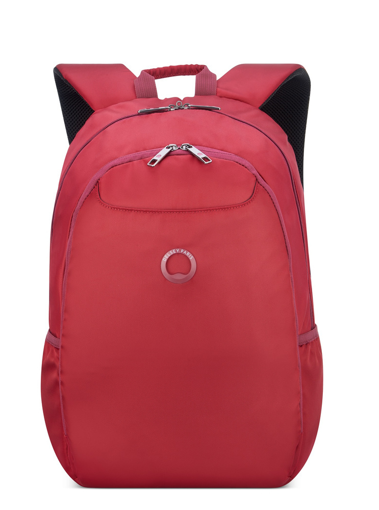 Plecak na laptopa z materiału unisex Delsey Esplanade miejski dwukomorowy czerwony - widok frontowy produktu