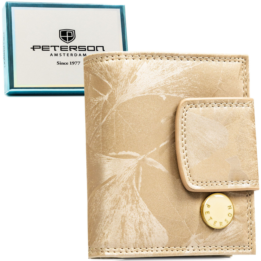 Beżowy portfel Peterson PS329-MLF w liście