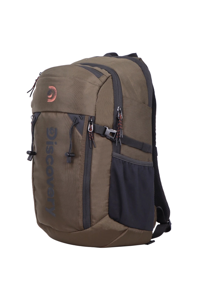 Plecak turystyczny z poliestru unisex Discovery PATH podróżny duży khaki - pojemna komora główna
