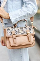 Elegancki kuferek torebka damska beżowa ze skóry ekologicznej - Rovicky R-TOR-ALE-5