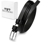 Skórzany pasek damski wąski czarny Beltimore A82