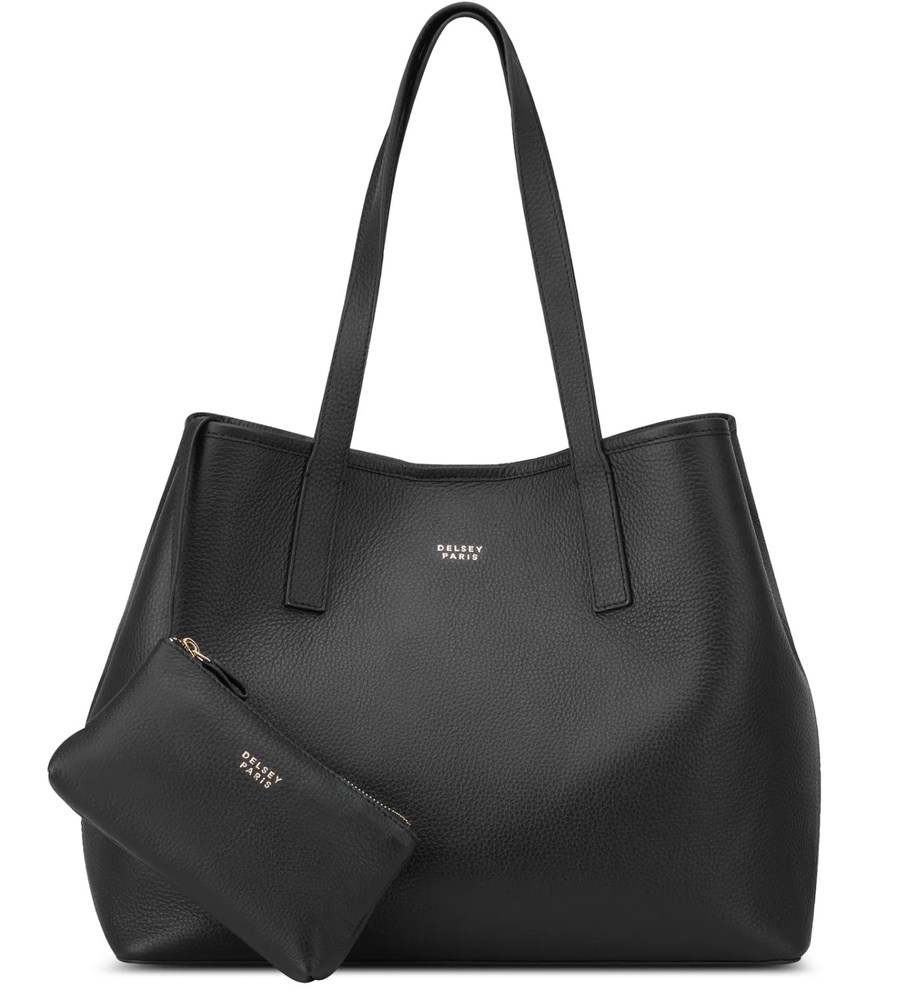 Torebka skórzana damska Delsey Le Cuir Grainé tote L shopper A4 czarna - cecha produktu