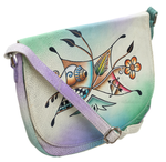 Kolorowa skórzana torebka damska na ramię folk ręcznie malowana handmade LB-1901-ART-09 BEIGE