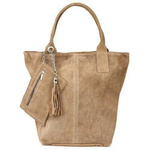Torebka damska shopper zamszowa Vera Pelle T49 taupe