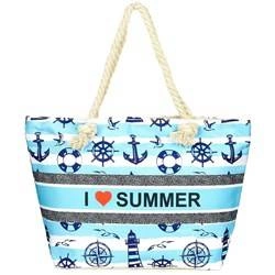 Torba na plażę duża lekka kolorowa plażowa torba - I Love Summer TOR725