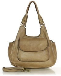 Skórzana torebka damska na ramię vintage beżowa - MARCO MAZZINI v154b