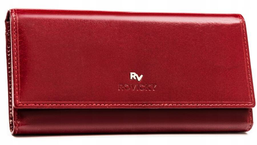 Czerwony portfel damski Rovicky RV-1680155-9-BCA z klapką