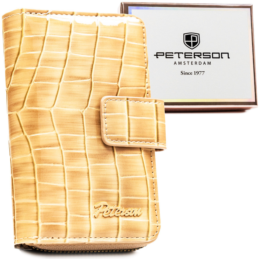 Beżowy portfel Peterson POR-02-CB pionowy w kroko