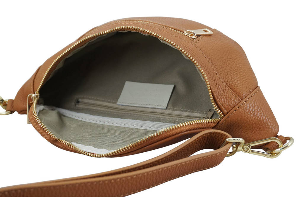 Torebka ze skóry naturalnej damska Barberini's 935/1-12 nerka crossbody jasnobrązowa - cecha produktu