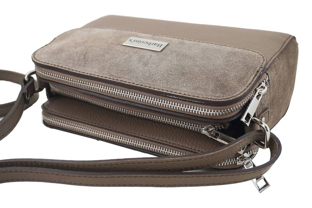 Torebka ze skóry licowej i zamszu damska Barberini's 885-12 listonoszka mała camel - cecha produktu