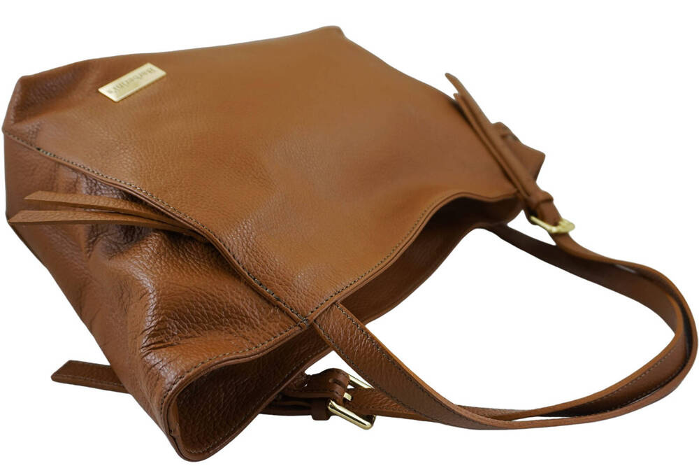 Torebka ze skóry licowej damska Barberini's 987-12 shopper A4 jasnobrązowa - cecha produktu