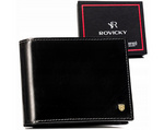 Elegancki czarny skórzany portfel męski — Rovicky 22320-VT-RVT