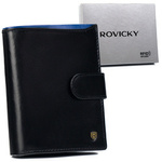 Skórzany portfel męski na karty z zapięciem RFID — Rovicky N4L-RVT-6900