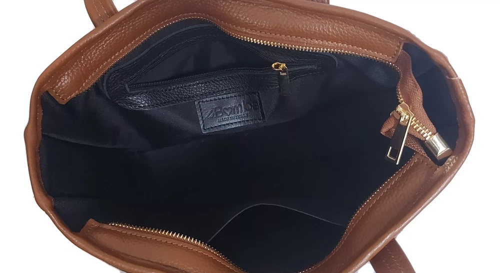 Torebka skórzana zamszowa damska Vera Pelle SLB33XC do ręki camel brąz - cecha produktu