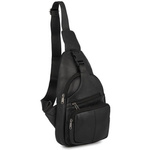Skórzana saszetka nerka przez ramię crossbody plecak na jedno ramię czarny - F03