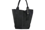 Skórzany shopper bag torebka damska zamszowa ciemno szara - Barberini's 375/8-28