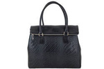 Elegancka skórzana shopperka damska czarna - Barberini's 950-1