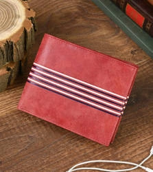 Portfel męski skórzany poziomy czerwony 701-CSG RED WHITE BL