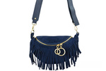 Saszetka skórzana zamszowa damska Barberini's 973-4 nerka crossbody granatowa