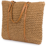 Torba damska materiałowa boho koszyk na lato Tor-pa-4 ciemnobeżowa