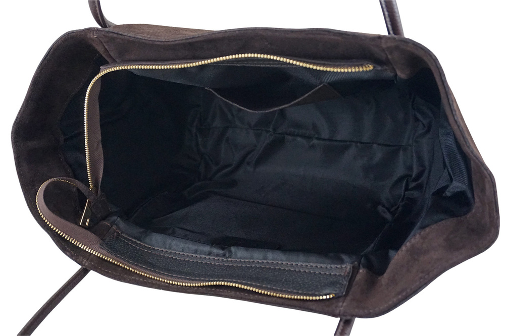 Torebka zamszowa skórzana damska Barberini's 1008-11 shopper A4 ciemnobrązowa - cecha produktu