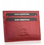 Skórzane etui na karty czerwone slim wallet - Betlewski 1010121-RED