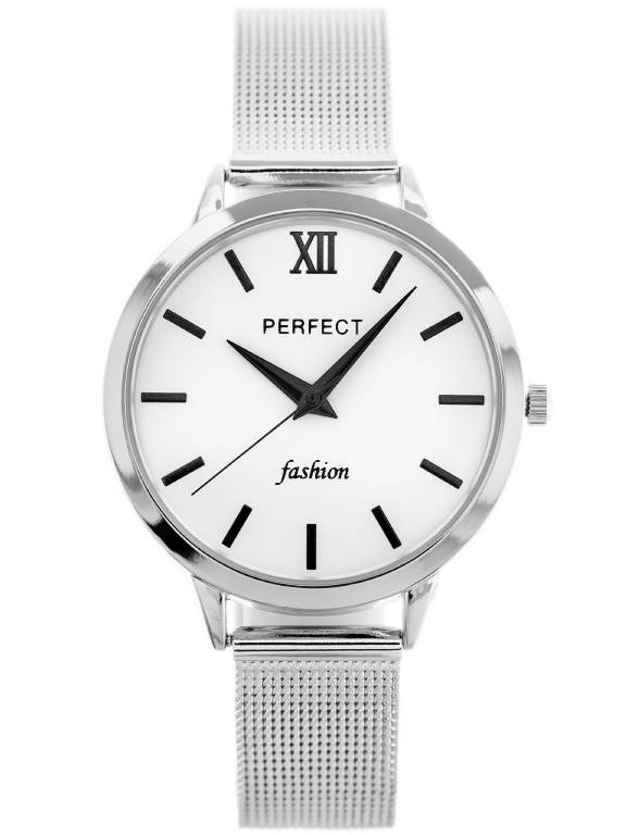 Srebrny zegarek damski Perfect F202-2 - zegarek z przodu na białym tle