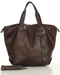 Duża torba damska brązowa skórzany shopper bag A4 Marco Mazzini v254c