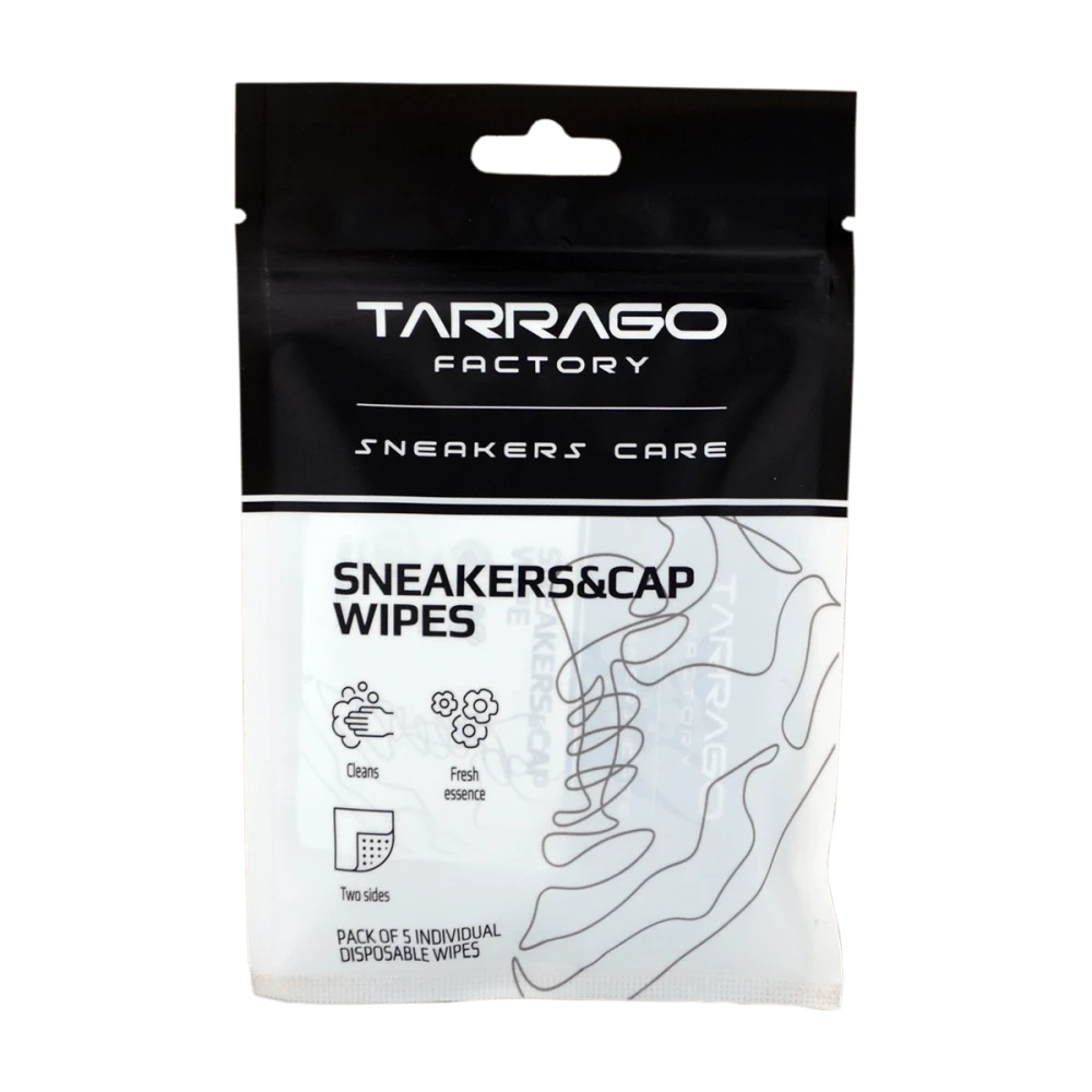 Chusteczki do sneakersów Tarrago - saszetka Sneakers&Cap Wipes z przodu