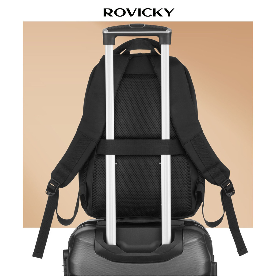 Czarny plecak Rovicky R-BHX-05 na rączce walizki