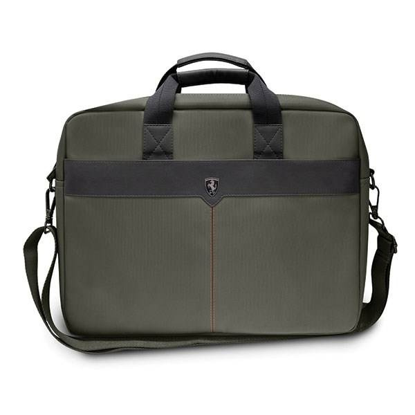 Torba na laptopa z materiału unisex Ferrari Off Track Scuderia khaki - widok z przodu