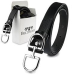 Skórzany pasek damski do spodni czarny - Beltimore U62