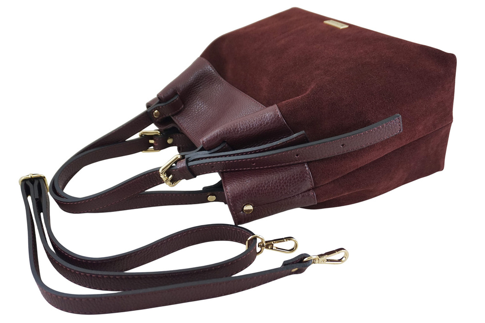 Torebka ze skóry naturalnej damska Barberini's 1028-5 shopper bordowa - cecha produktu