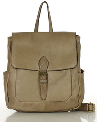 Skórzany plecak damski miejski beżowy z kieszeniami - MARCO MAZZINI v224c